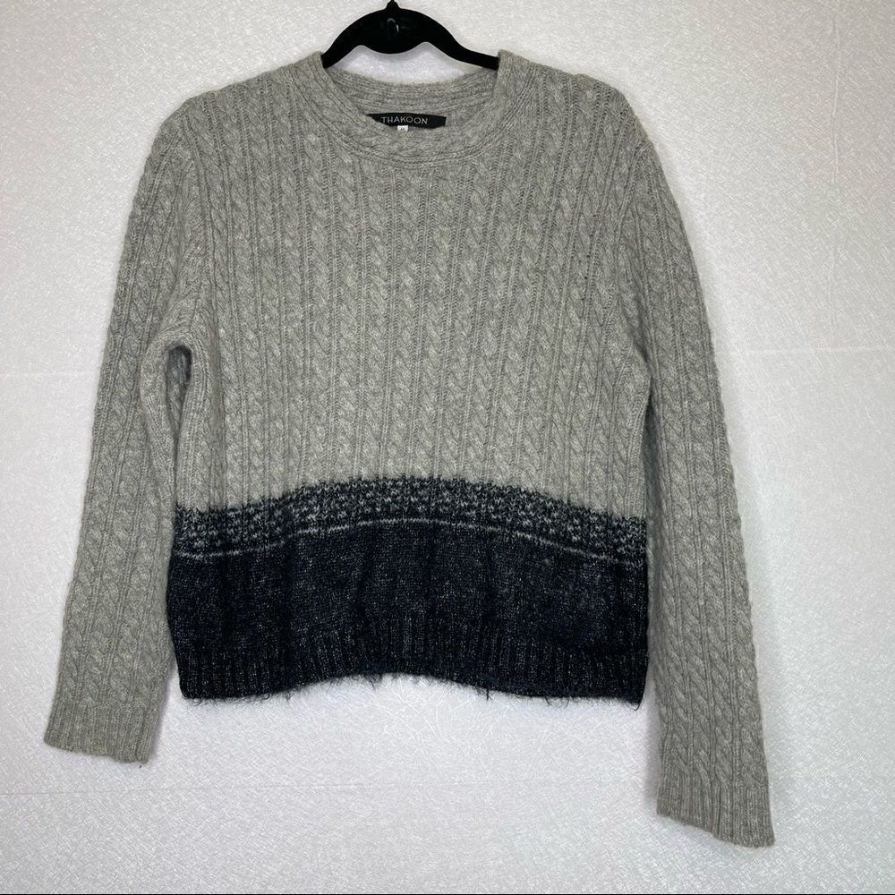Thakoon Merino Wool Cable Knit Color Block Sweater M